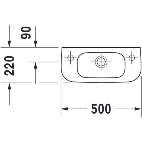 Duravit D Code fontein 50x22cm inclusief kraangat rechts wit 0315107