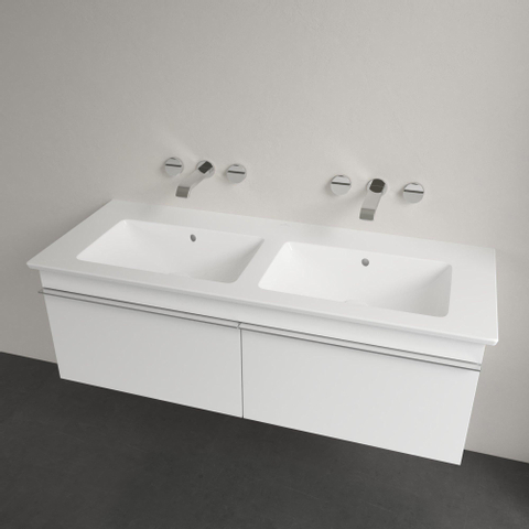 Villeroy & Boch venticello dubbele meubelwastafel - 130x50cm - zonder kraangat - met overloop - White Alpine (glans wit) 1025104