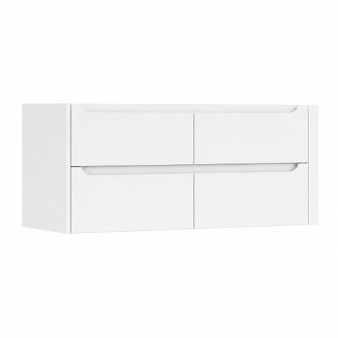 H&R Badmeubelen Juice Wastafelonderkast - 120x45x50cm - rechterhoek afgerond - 4 lades - geïntegreerde greep - wit mat SW1570820