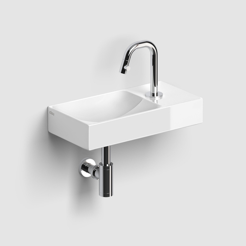 Clou Vale lave-mains en céramique 38x19x7cm trou de robinet à droite Blanc brillant SW451454