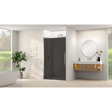 Van Rijn Products ST09 Schuifdeur vast deel - 117.5x200cm - grijs rookglas - soft-close - incl. Chroom SW1177986