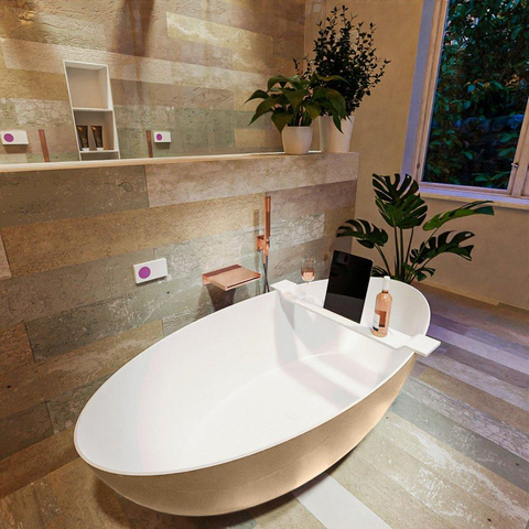 MONDIAZ ROCK Baignoire îlot - 170x70cm - couleur Plata / Talc SW1015106