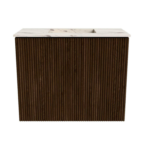 Mondiaz JOYA-DLUX 50cm meuble de toilette - couleur Walnut - Vasque FAYE position Milieu Sans trou de robinet couleur Nata. SW1424471