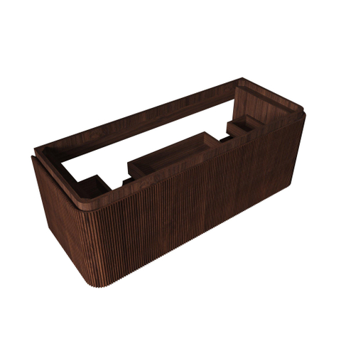 Royal Plaza Terra Edge Ensemble meuble de salle de bains - 120x44.7x46cm - vasque en solid surface blanc mat - 2 vasques - 2 trous de robinet - 2 tiroirs - châtaignier (noyer) SW1471917