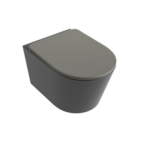 Mondiaz LAVIE WC suspendu – sans bride – 36 x 53 cm – avec abattant softclose – Dark grey (gris), abattant Smoke (brun clair) SW1208727