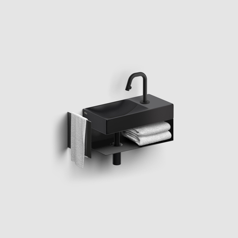 Clou Vale lavabos céramique lavabo 38x19x7cm trou de robinet à droite noir mat SW451469