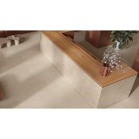 Ceralto Chipstone Terrazzo Carreau de sol - 60x60cm - 9mm - rectifié - aspect terrazzo - Beige SW1483584