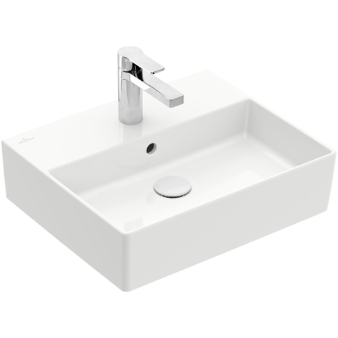 Villeroy & Boch memento 2.0 wastafel onderzijde - geslepen - 50x42cm - met overloop - 1 kraangat - White Alpine (glans wit) SW354333