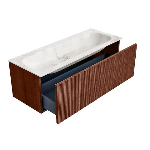 Mondiaz KURVE-DLUX Ensemble meuble de salle de bains - 120x46x40cm - 1 tiroir - vasque solid surface - central - sans trou de robinet - Ruby SW1415668