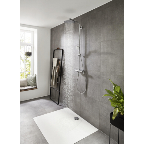 Hansgrohe Crometta s 240 - 1jet - showerpipe: - met Ecostat - 1001 CL douchekraan thermostatischHOH=15cm - met S - 24 - thermostaat - hoogglans chroom SW73210