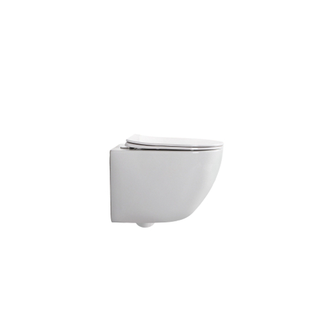 QeramiQ Dely Swirl Compact hangtoilet – spoelrandloos – 36 x 49,5 cm – met slim zitting – glans wit SW1480047