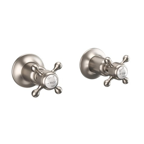 Crosswater Belgravia Stopkranen - inbouw - koud /warm - kruisgreep geborsteld - nikkel (RVS) SW1176827