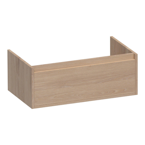 BRAUER Hope meuble sous-lavabo - 80x30x45,5cm - 1 tiroir softclose sans poignée - 1 découpe pour siphon - chêne massif - lamelles chêne naturel SW445110
