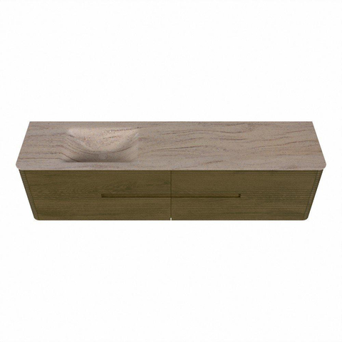 Mondiaz CIRO-DLUX Badkamermeubelset - 190x45x50cm - Solid surface wastafel Saba - 1 wasbak Links - 1 kraangat - 4 lades - Dusk SW1533403