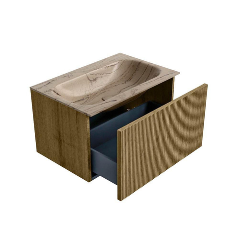 MONDIAZ KURVE-DLUX Meuble de salle de bains 70 cm couleur Dusk avec 1 tiroir et 0 porte. Lavabo BIG SMALL Central 1 trou de robinet Arena. SW1431349