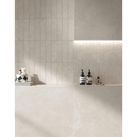 ÉCHANTILLON Terravito Elzino carreau mural et de sol - 6x24cm - Aspect pierre naturelle - Blanc mat (blanc) SW1221409