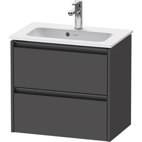 Duravit Ketho.2 Wastafelonderbouwkast - met 2 laden - 61x39x54.9cm - met grepen antraciet - grafiet mat SW772998