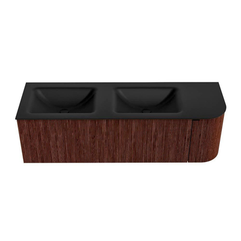 Mondiaz KURVE Badkamermeubelset - 145x46x40cm - 1 lade - 1 deur - wastafel solid surface - dubbel / links - 2 kraangaten - Ruby SW1415358