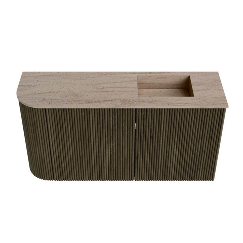 Mondiaz JOYA-DLUX 81.6cm toiletmeubel - ronding links kleur Shadow - Wastafel FAYE positie Rechts 1 kraangat kleur Saba. SW1425146