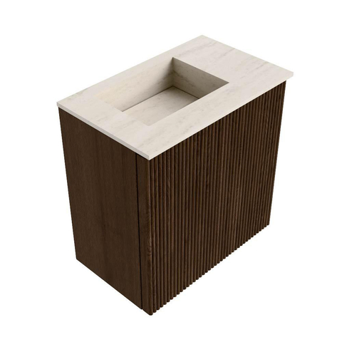 Mondiaz JOYA-DLUX Meuble de toilette 40cm - couleur Walnut - Vasque FAYE position Gauche Sans trou de robinet couleur Meli. SW1424398