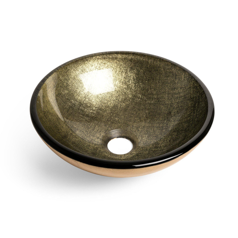 Saniclass Pesca Limone Waskom - 30x10,5cm - rond - gehard glas - goud groen SW213536