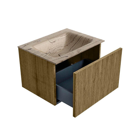 MONDIAZ KURVE-DLUX Meuble de salle de bains 60cm couleur Dusk avec 1 tiroir et 0 portes. Lavabo CLOUD Central 1 trou de robinet Arena. SW1431354