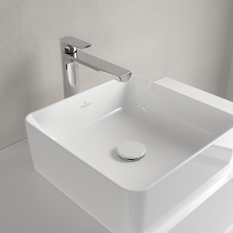 Villeroy & Boch Collaro opzetwastafel vierkant - 38x38cm - zonder overloop - zonder kraangat - White Alpine (glans wit) SW336075
