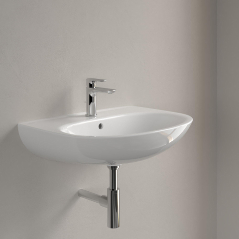 Villeroy & Boch O.novo wastafel ovaal - 1 kraangat - met overloop - 65x48cm - White Alpine (glans wit) SW878400