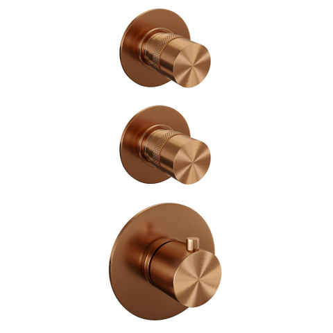 Brauer Copper Edition Ensemble de douche pluie encastré - douche principale 30cm - bras mural - avec partie encastrable - corps lisse - douchette ronde 1 fonction - PVD - cuivre brossé SW538389