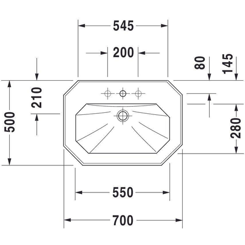 Duravit Serie 1930 1930wastafel - 70x50cm - met wondergliss - wit 0306770