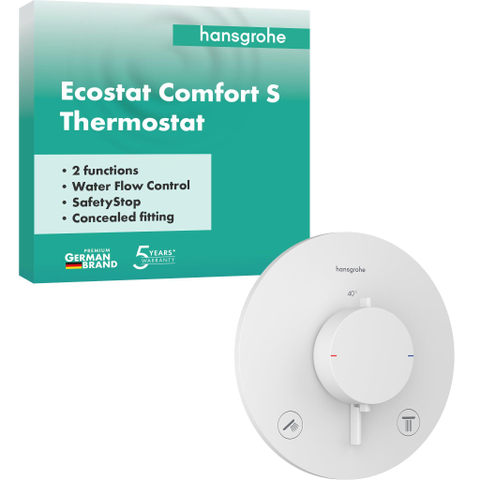 Hansgrohe Ecostat Comfort S - inbouw - thermostaat - 2 functies - mat wit SW1245318