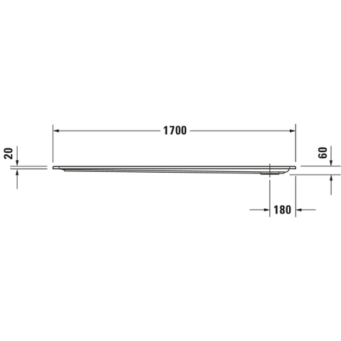 Duravit Starck Slimline Kunststof douchebak acryl rechthoekig - 170x90x6cm - zonder poten - wit 0297250
