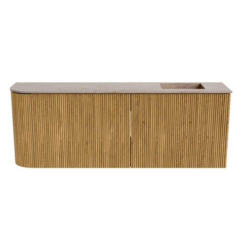 Mondiaz JOYA-DLUX Meuble de toilette - arrondi gauche couleur Chêne - Vasque FAYE position Droite 1 trou de robinet couleur Saba SW1424231