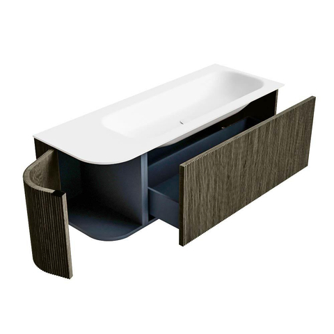 Mondiaz KURVE Ensemble de meuble de salle de bains - 125x46x40cm - 1 tiroir - 1 porte - lavabo solid surface - droit - sans trou de robinet - Shadow SW1414237