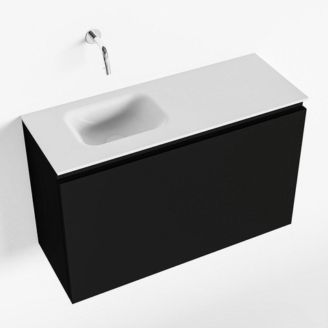 MONDIAZ OLAN Toiletmeubel 80x30x40cm met 0 kraangaten 1 lades urban mat Wastafel Lex links Solid Surface Wit SW473237