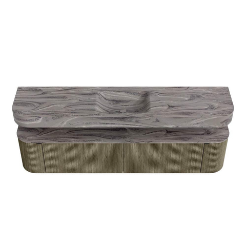 MONDIAZ THOR-DLUX 200cm meuble de salle de bains arrondi gauche + droite couleur Shadow avec 2 tiroirs et 2 portes. Vasque suspendue CLOUD Milieu sans trou de robinet couleur Sombra. SW1467292