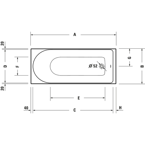 Duravit D-Neo bad 180x80x48.5cm 190liter Wit Hoogglans OUTLETSTORE STORE44357