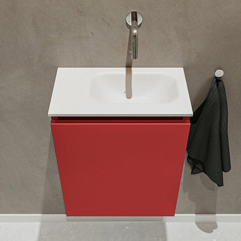 MONDIAZ TURE Toiletmeubel 40x23x50cm met 0 kraangaten 1 deuren fire mat Wastafel Eden rechts Solid Surface Wit SW475002