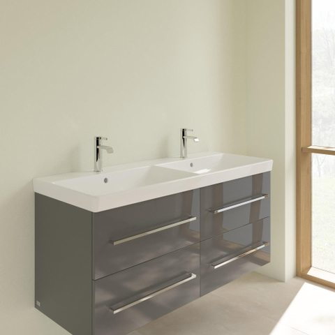 Villeroy & Boch Avento dubbele meubelwastafel - 120x47cm - 2 kraangaten - met overloop - White Alpine (glans wit) SW209499