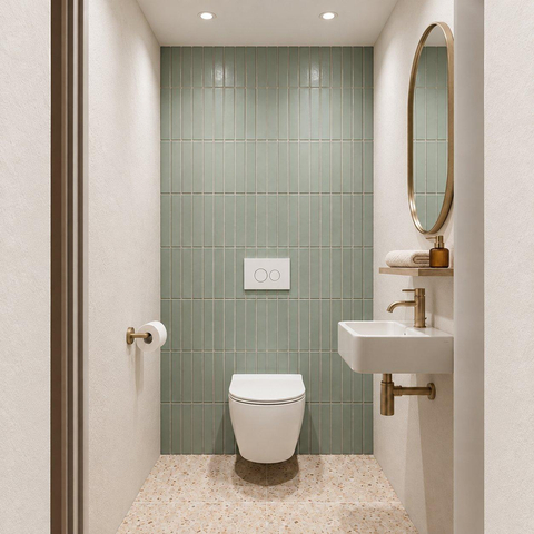 Adema Salina 2.0 Toiletset - 48.5x36x32cm - diepspoel - spoelrandloos - QeramiQ inbouwreservoir - softclose - quickrelease - toiletzitting - glans witte kunststof bedieningsplaat - ronde knoppen - wit SW1474599