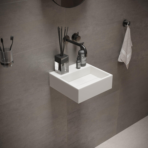 Ideavit Solidcube fontein - 30x30x10cm - vierkant - zonder kraangat - zonder waste - mat wit SW85922