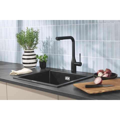 GROHE Essence New mitigeur cuisine - bec en L - douchette extractible - double jet - noir mat SW1477614