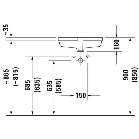 Duravit Vero Inbouwwastafel - 48.5x31.5cm - voor onderbouw - met overloop - zonder kraangat - glans wit 0291361