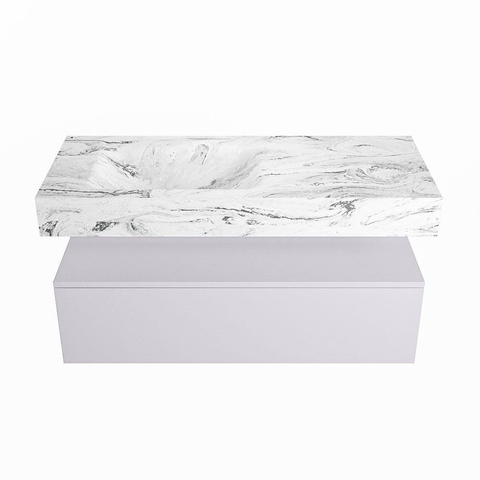Mondiaz ALAN-DLUX Ensemble de meuble - 110cm - meuble Cale mat - 1 tiroir - Lavabo Cloud Glace suspendu - vasque Gauche - 0 trous de robinet SW805865