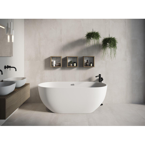 Looox Easy baignoire îlot - 170x80x57cm - marbre minéral mat blanc SW730691