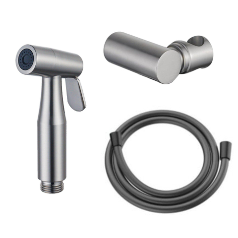 Fortifura Calvi Bidetset - handdouche - slang 150cm - houder - PVD - geborsteld RVS SW1123164
