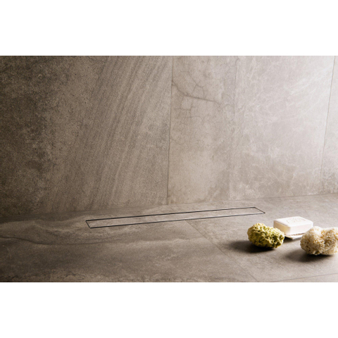 Easy Drain Compact 50 FF caniveau à carreler inox avec plaque simple inox garde d'eau 50mm 180cm profondeur d'encastrement 93mm avec sortie latérale 2302858