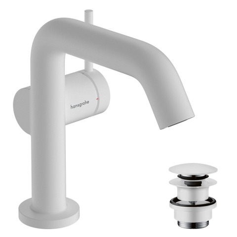 Hansgrohe Tecturis s 1 greeps wastafelkraan - 110 Fine - coolstart - met PushOpen - waste set - mat wit SW918757