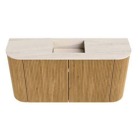 Mondiaz JOYA-DLUX 83.2cm meuble de toilette - arrondi gauche et droite couleur Chêne - Vasque FAYE position Milieu 1 trou de robinet couleur Meli. SW1423976