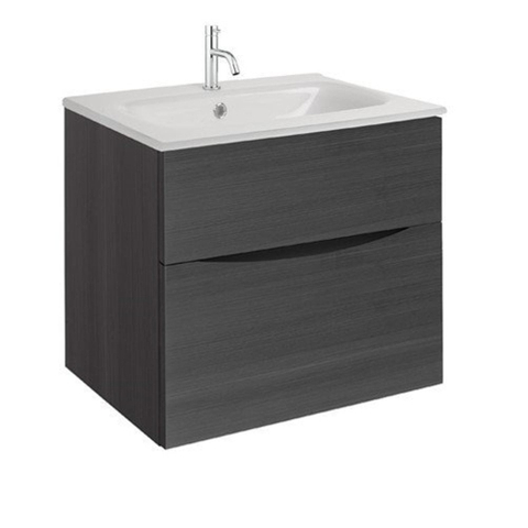 Crosswater Glide II Badmeubelset - 60x45x52cm - 2 lades - greeploos - wastafel - kraangat - ice white - steelwood (hout) SW890275